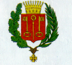 C'est le blason de la ville d'Arques, on y voit une courronne sur le dessus, deux clés sur les extrémités et un sceptre au centre