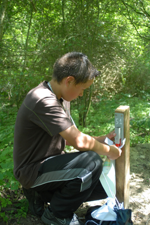 garçon qui poinçonne sa feuille 